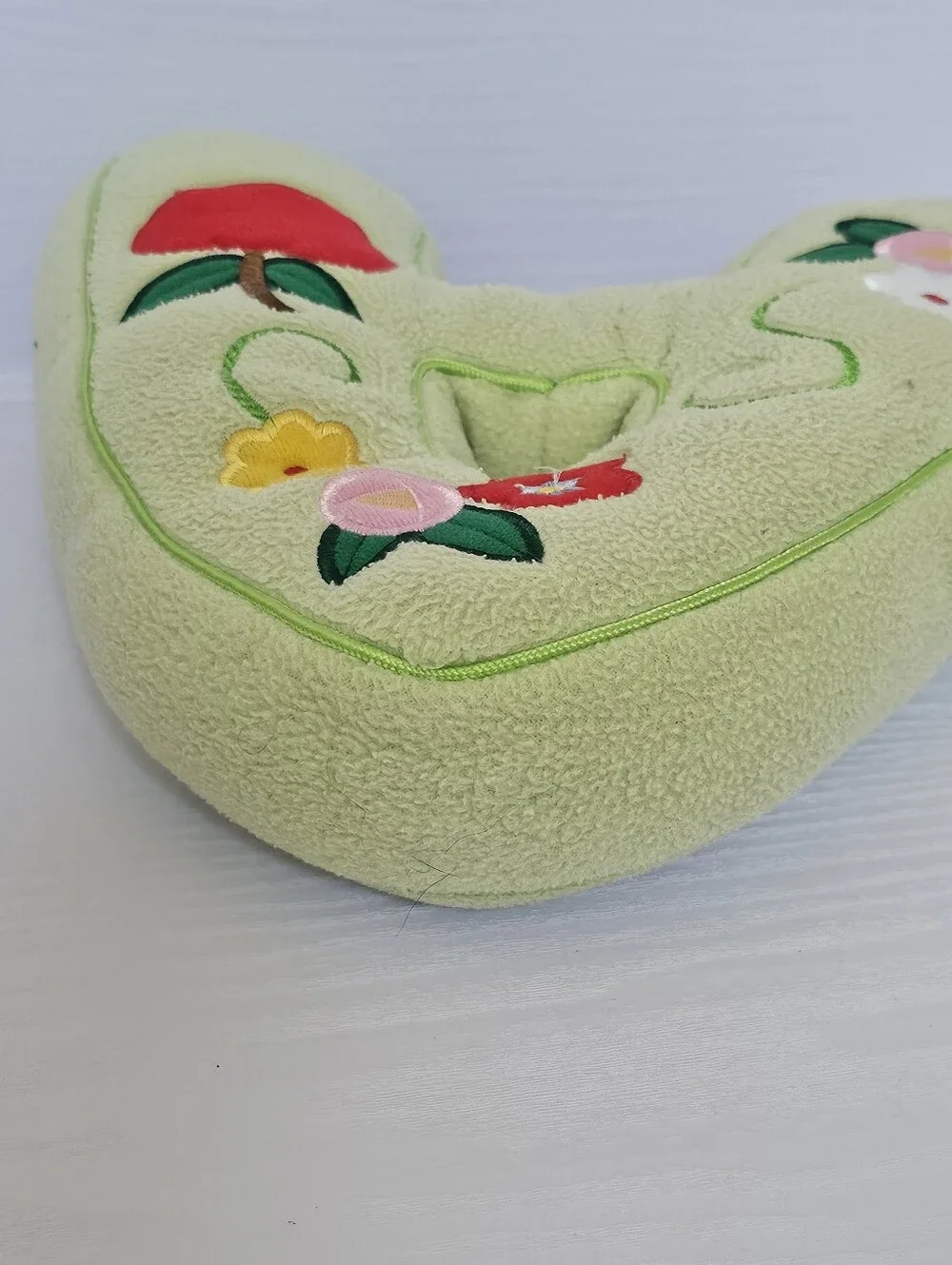 Throw Pillow Green Floral Apple Embroidered Letter Alphabet Nursery Corragecore
